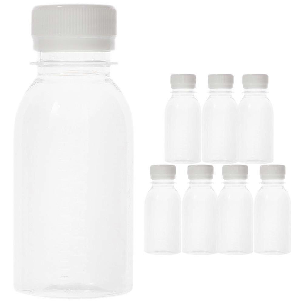 8Pcs Reusable Clear Juice Bottles with Caps, 4.5X4.5X11CM Empty Plastic Bottles