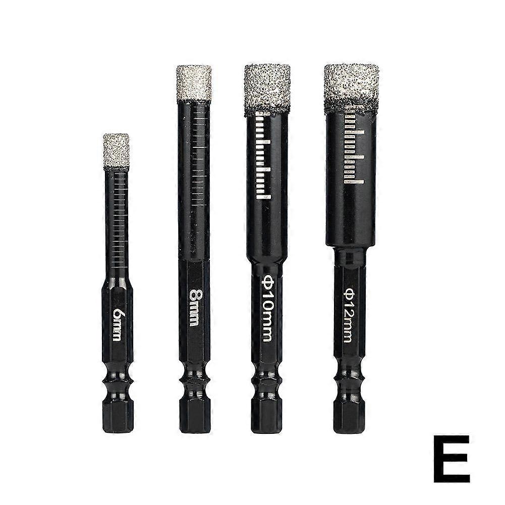 4pcs(E)$ Tile drilling drill bit for marble vitrified tile all-ceramic tile hole opener for dry drilling without adding water for glass ceramics