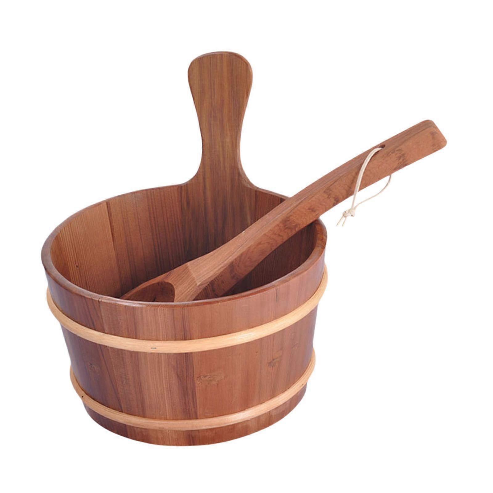 4L Gifts Versatile with Handle Milk Bucket Sauna Bucket and Ladle Wood Storage Ref: 7343