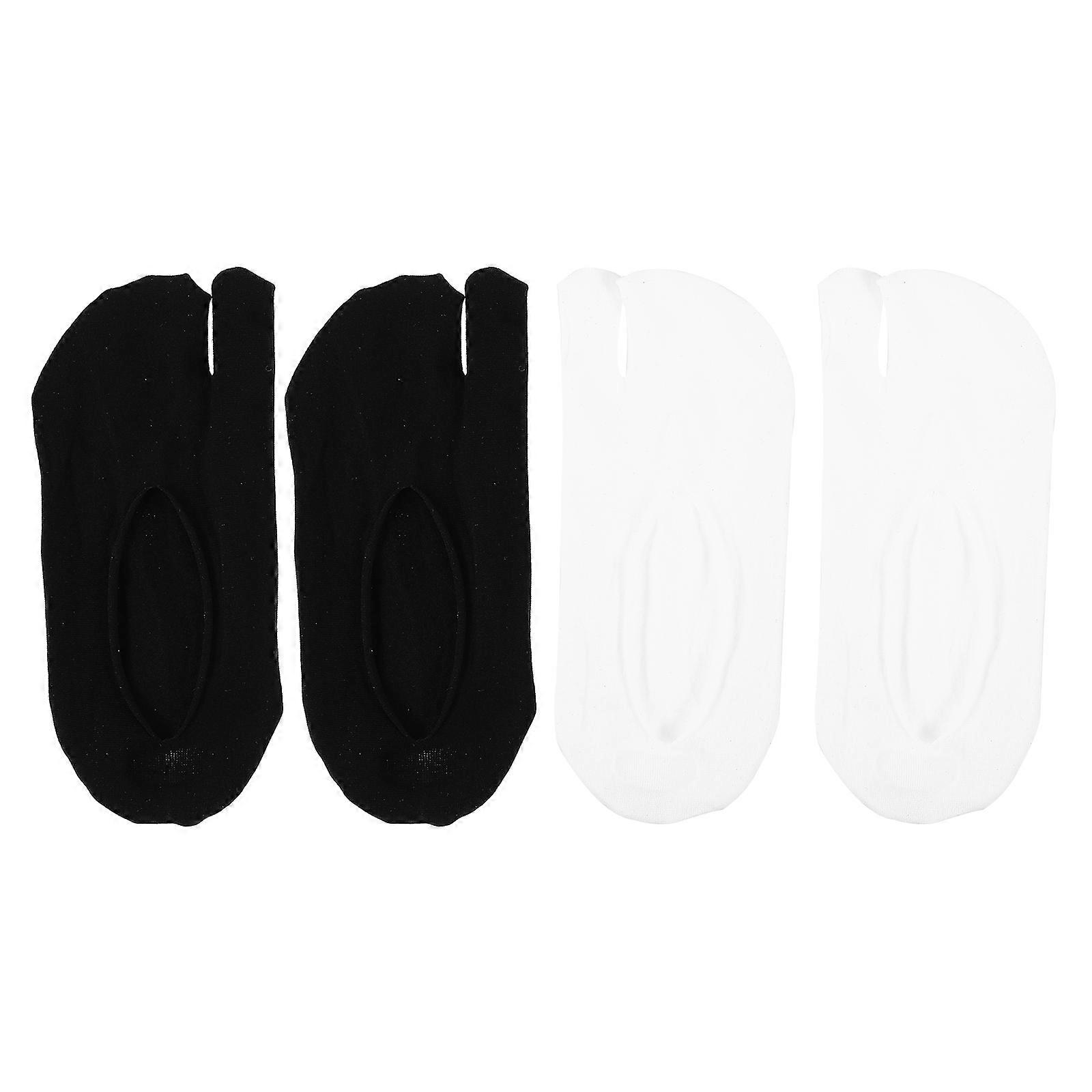 Invisible Socks Summer Use Two-toed Design Black 2 Pairs