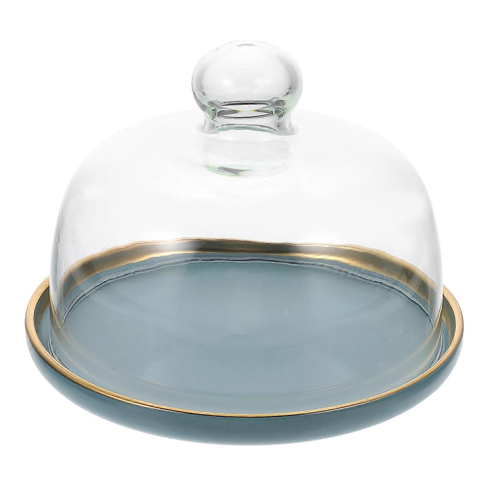 Dessert Glass Cover for Home Food Preservation Sealing Protection with Smooth Handle 1 Set