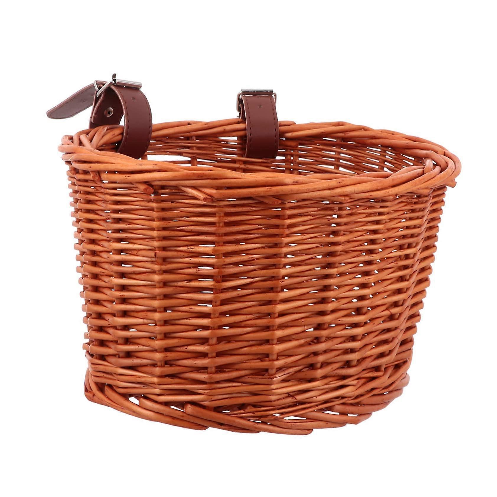 1 piece rattan bicycle basket for handlebar handwoven honey color robust load