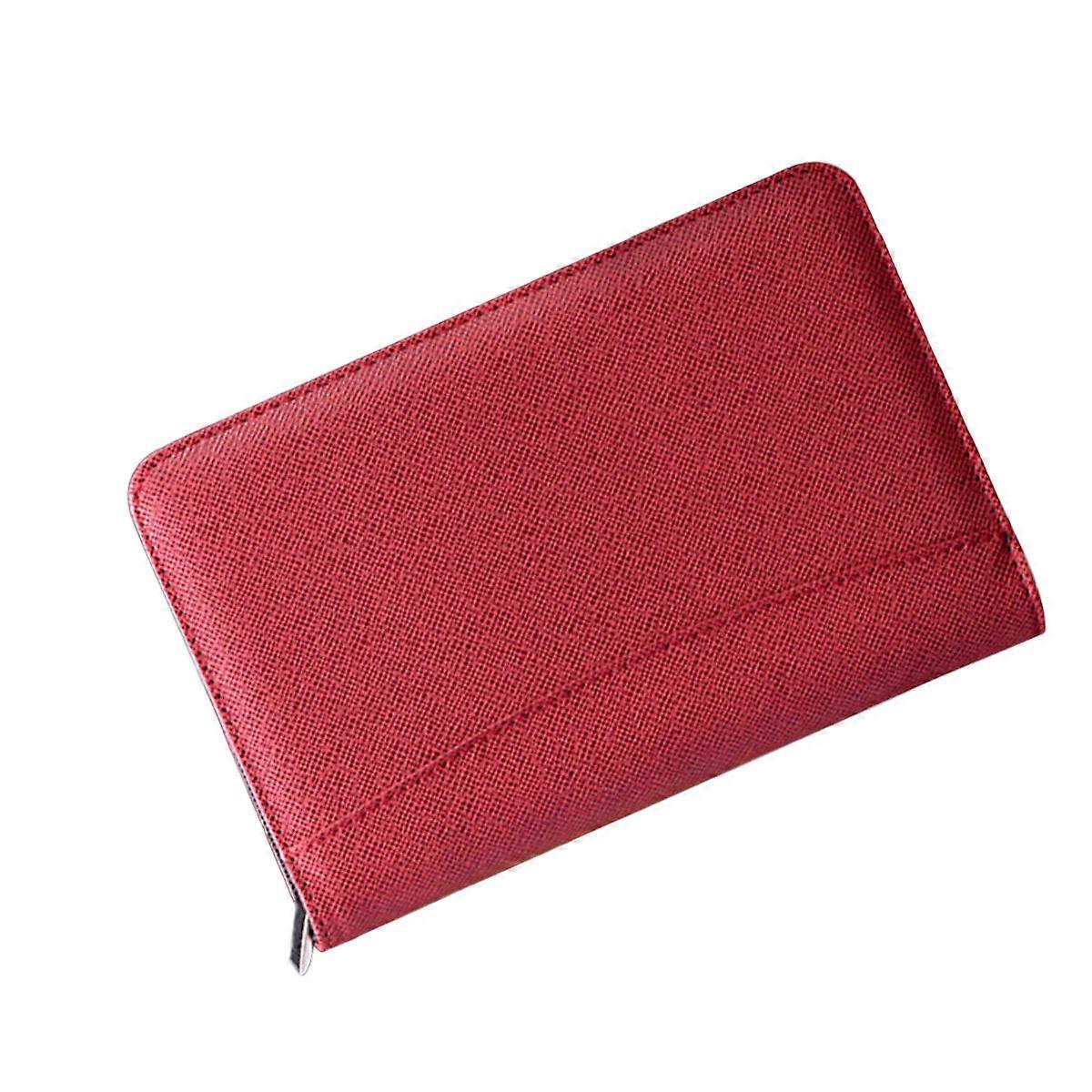 Notebook With Calculator Business Notepad Red A5 Size Pu Leather Cover File Storage 1Set