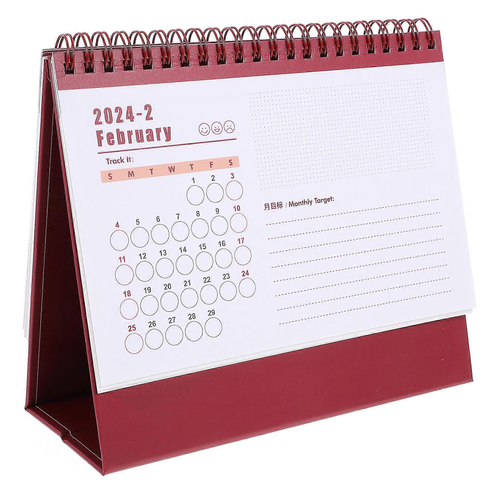 Monthly Calendar Desk Standing Flip Multi-Functional Desk Calendar 19X16.5X8CM 1Set