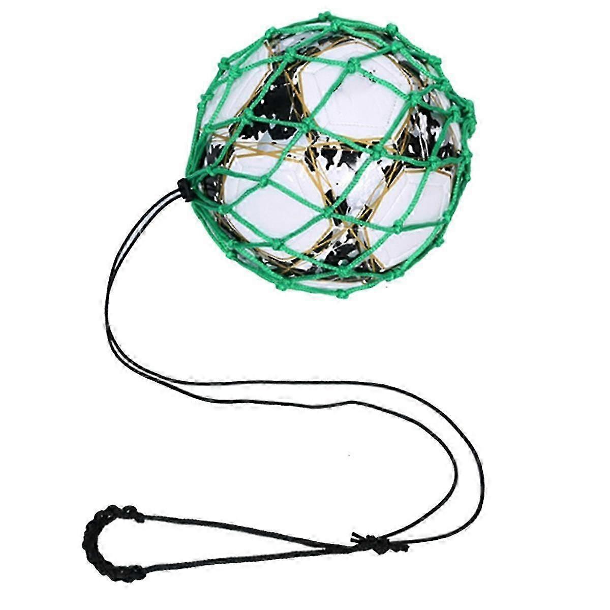 Green Football Ball Net Bag, Bold Encryption + Elastic Rope, Football Training Bag, Portable Ball B