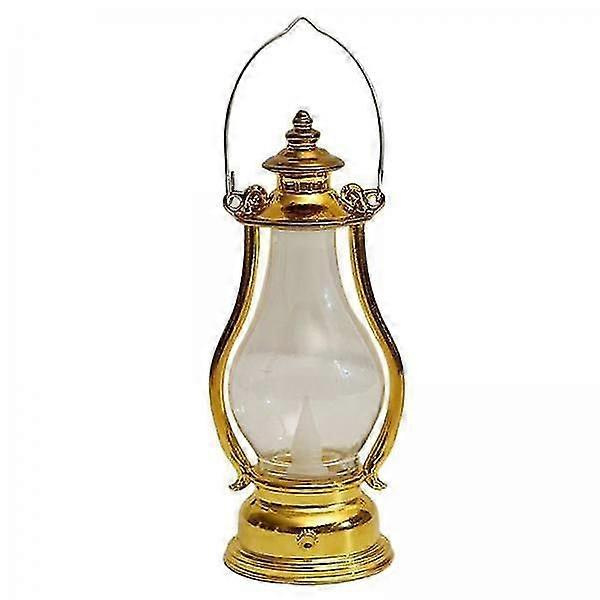 6xOld Fashioned Retro Flameless Lantern Hanging for Hiking Garden Desk Table Gold