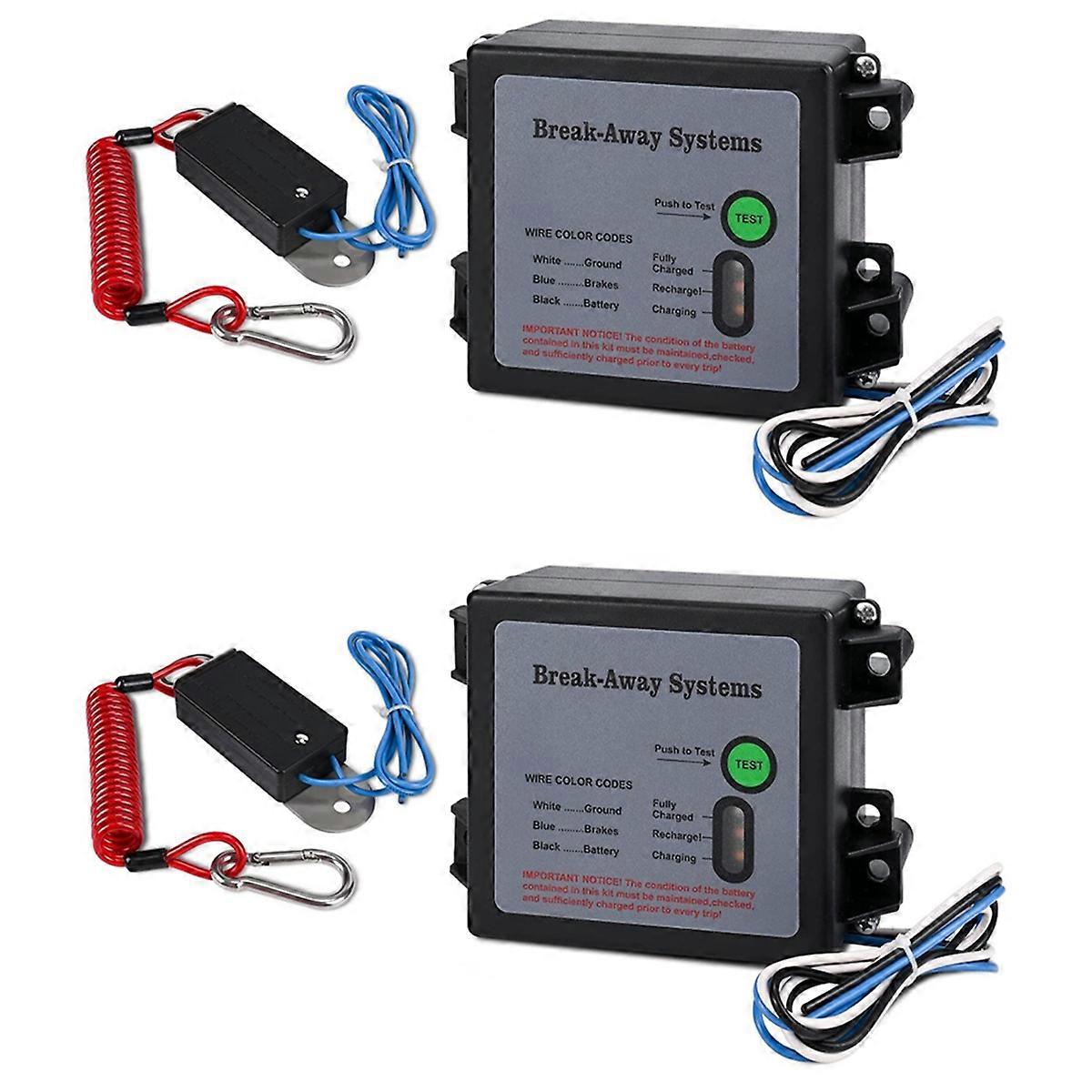 2X Trailer Brakes Breakaway Kit with Switch, LED Test Light Electric Breakaway System