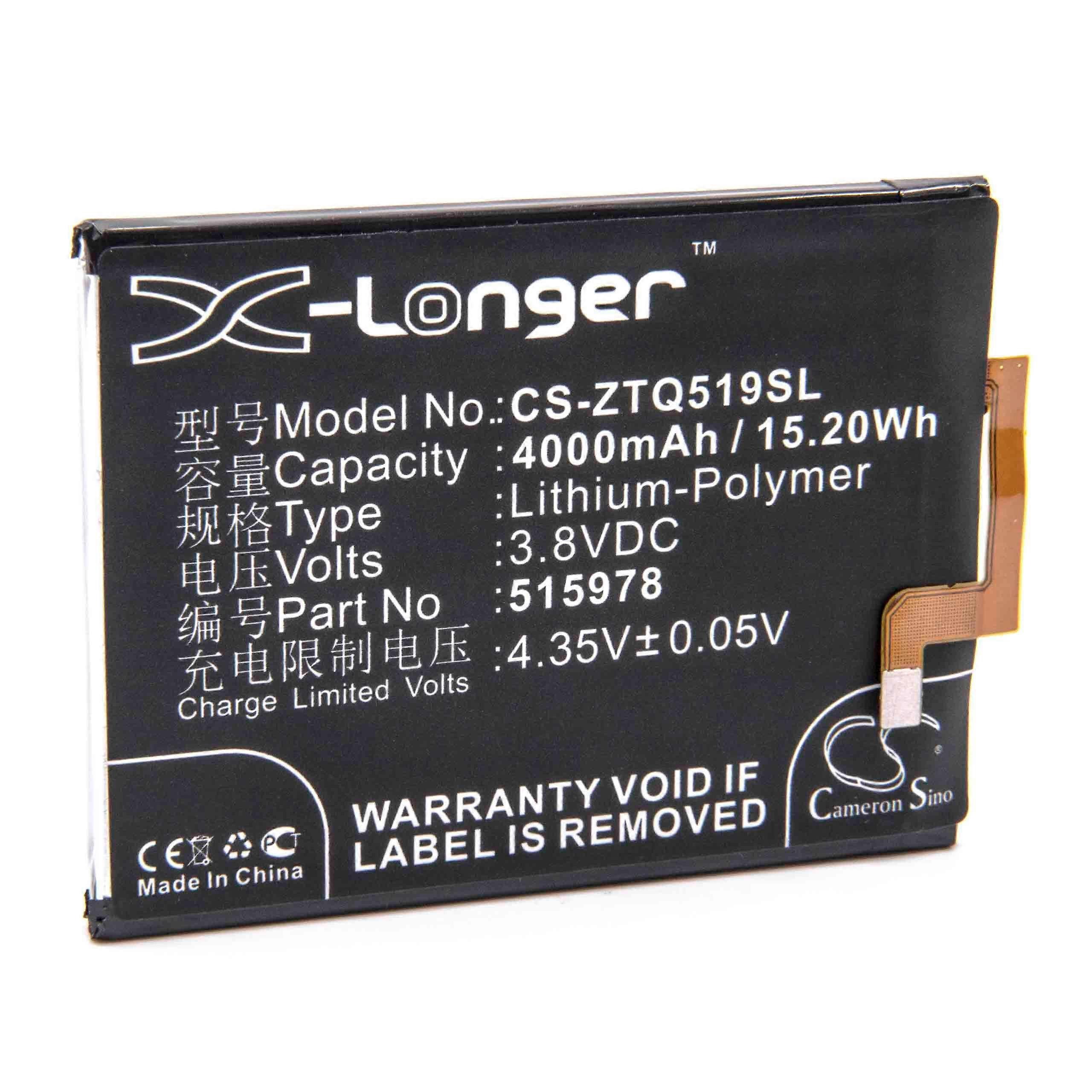 Batterie vhbw compatible avec ZTE Q519T, Yuanhang 2, Q519E, Yuanhang 2 TD-LTE Téléphone portable pour smartphone (4000mAh, 3.8V, Li-Polymère)