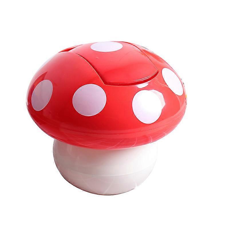 Cute Garbage Can Waste Bin With Lid Detachable Collect Rubbish Red Mushroom Table Desk Binwastebaske Mini Household Accessories