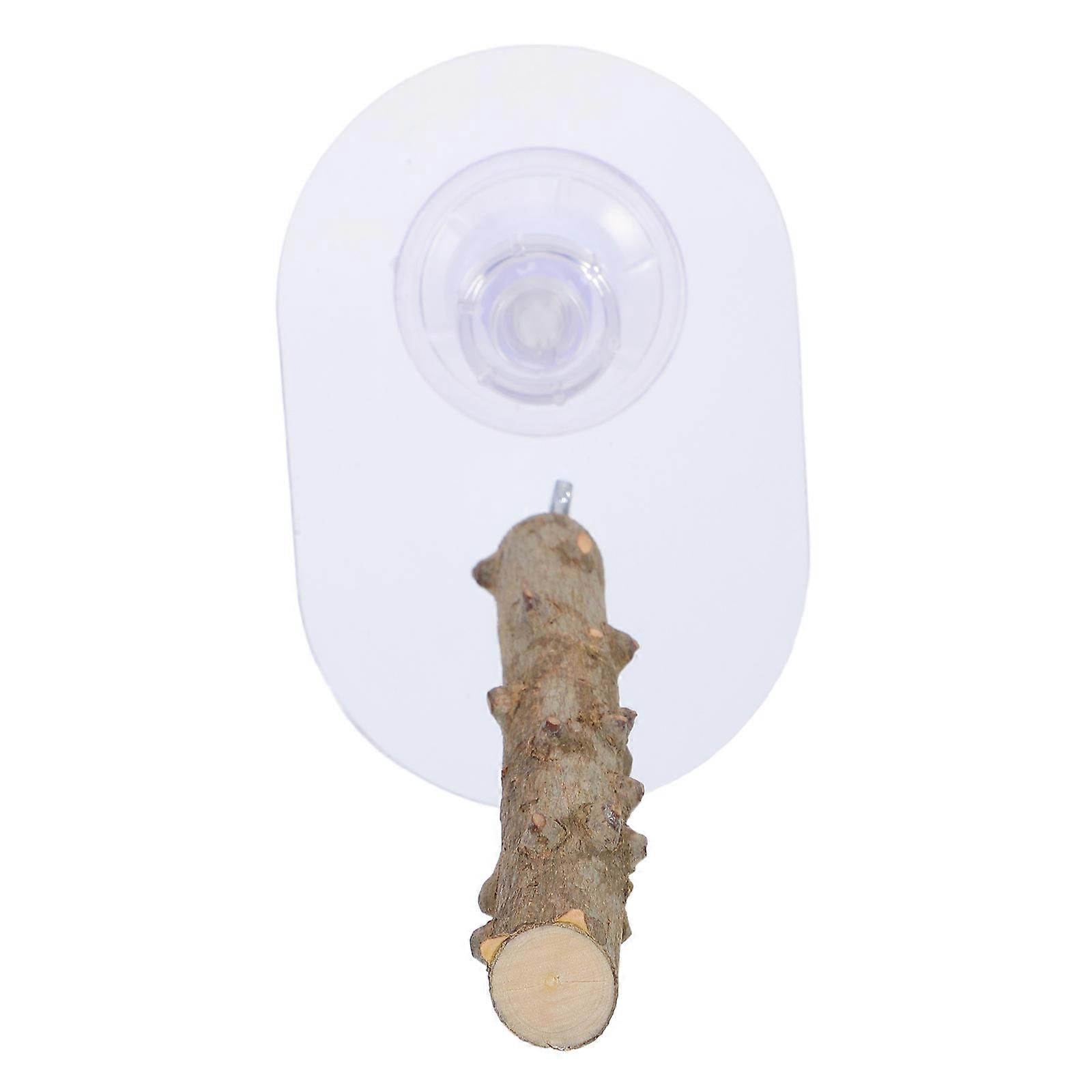 Natural Wood Bird Stand with Strong Suction Cups for Cockatiels, Parakeets, and Budgies – Portable, Textured Platform for Safe Perching