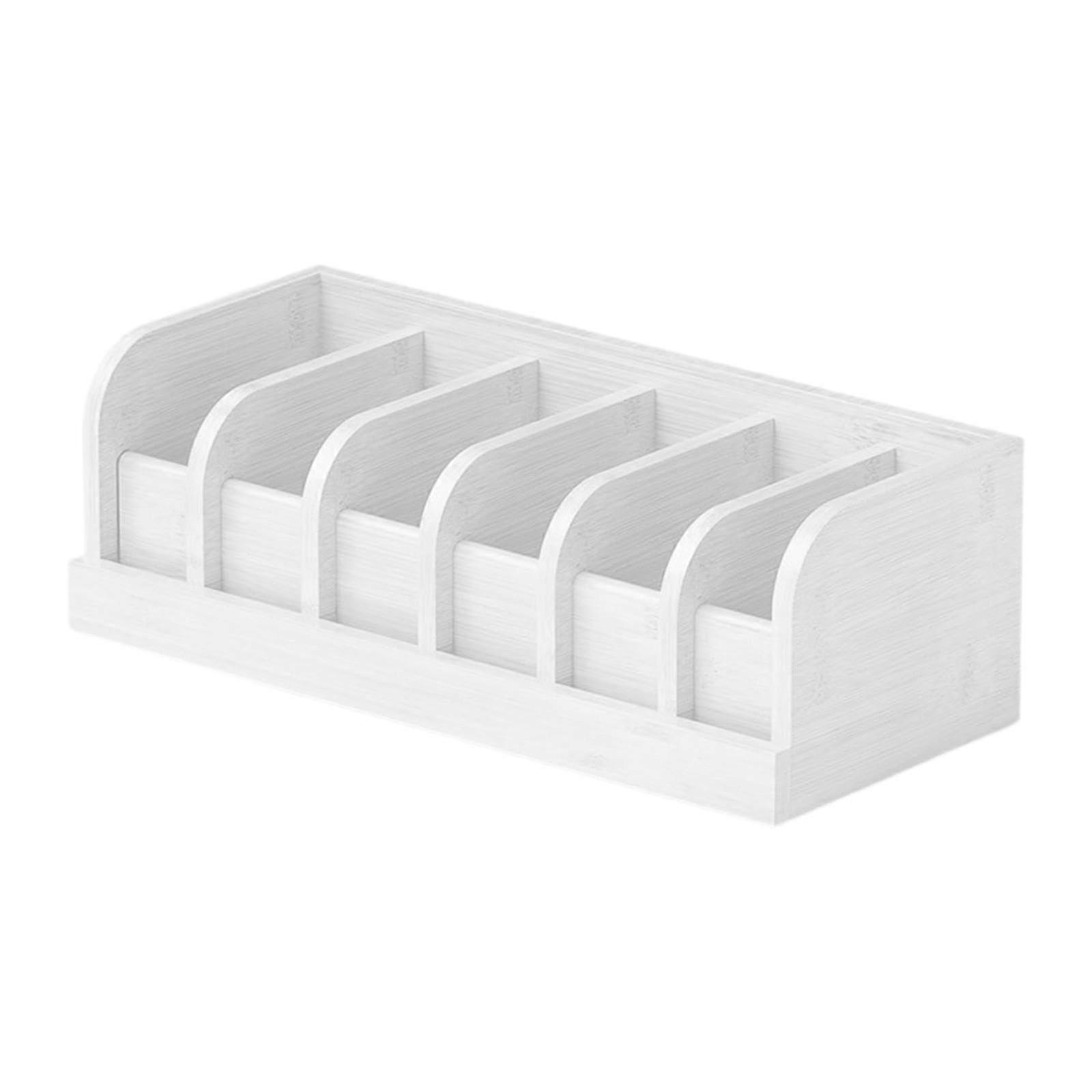 Belt Organizer Storage Box with 6 Compartments for Closet and Drawer Space, White