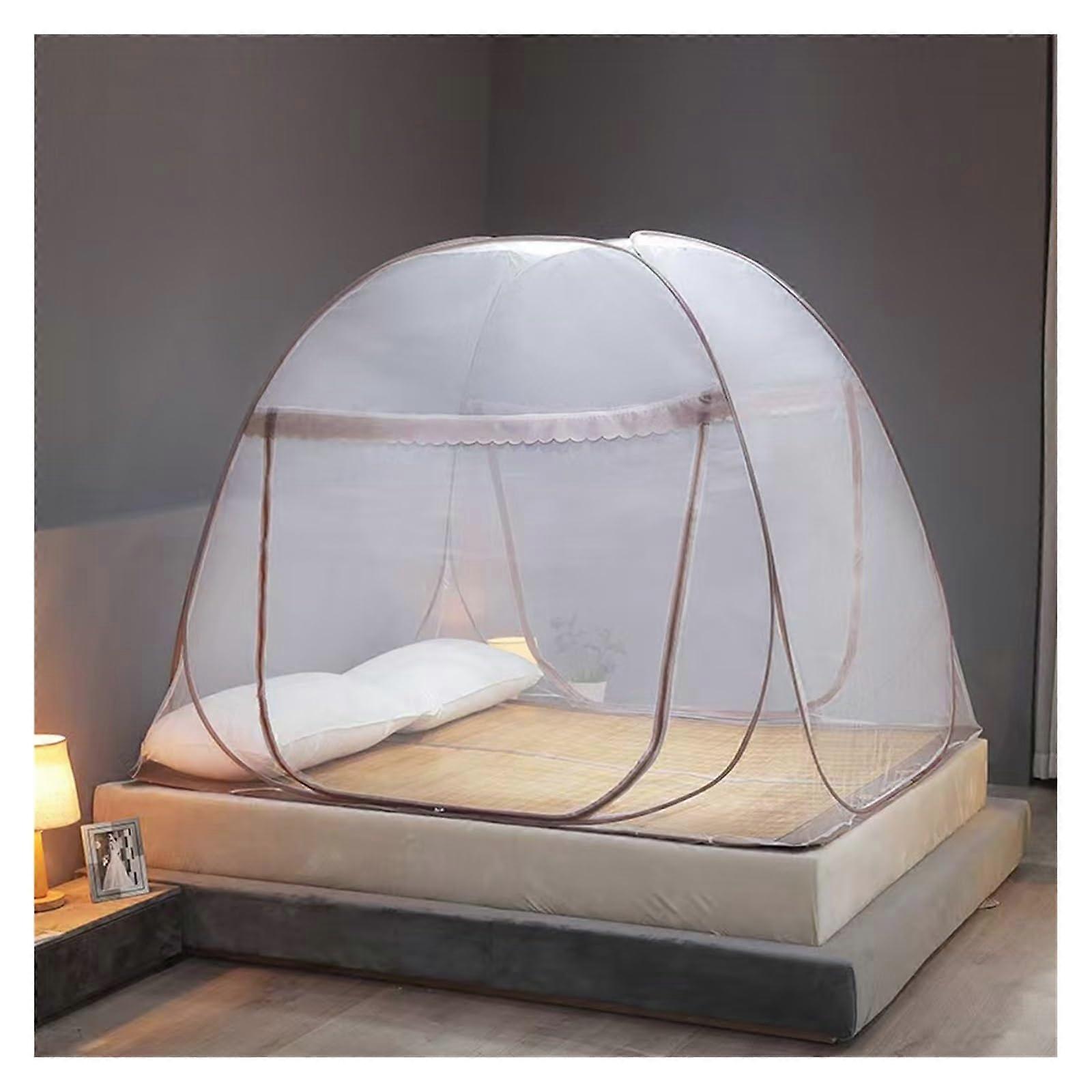 Beige Hanging Mosquito Net, Foldable Viewing Tent 220 x 240 x 170 cm for Outdoor Yurt, Camping and Travel
