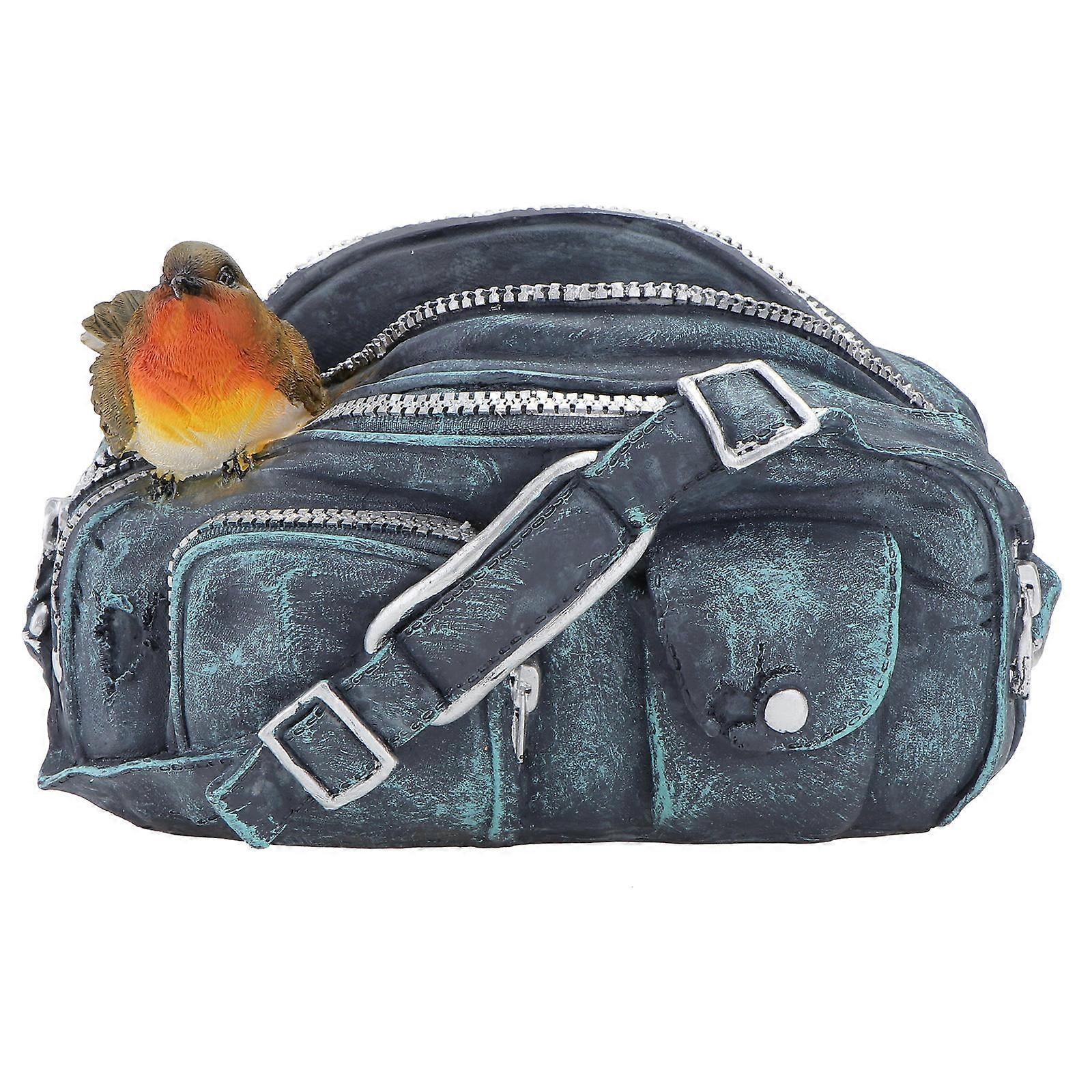 Retro Decor Flowerpot Adornment Creative Plant Container Nordic Simple Style Blue Resin 21.5X19CM 1PC