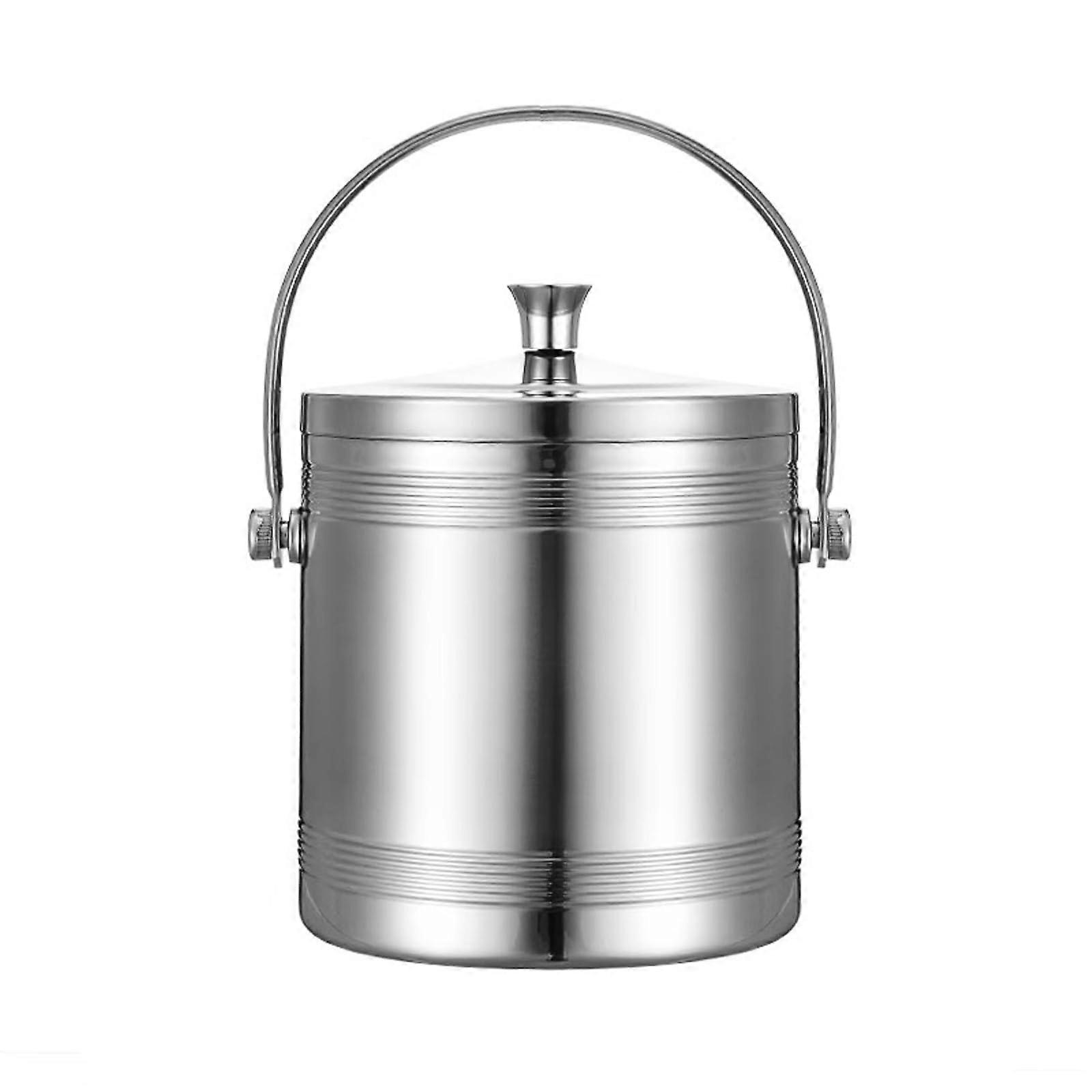 Ice Buckets Stainless Steel DoubleWall Insulated Ice Bucket With Lid 1.4L For Bar Wine Champagne Bucket