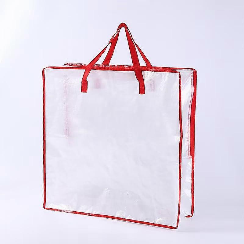 96L Clear Storage Bag with Red Trim 66 x 66 x 22 cm Red, Transparent