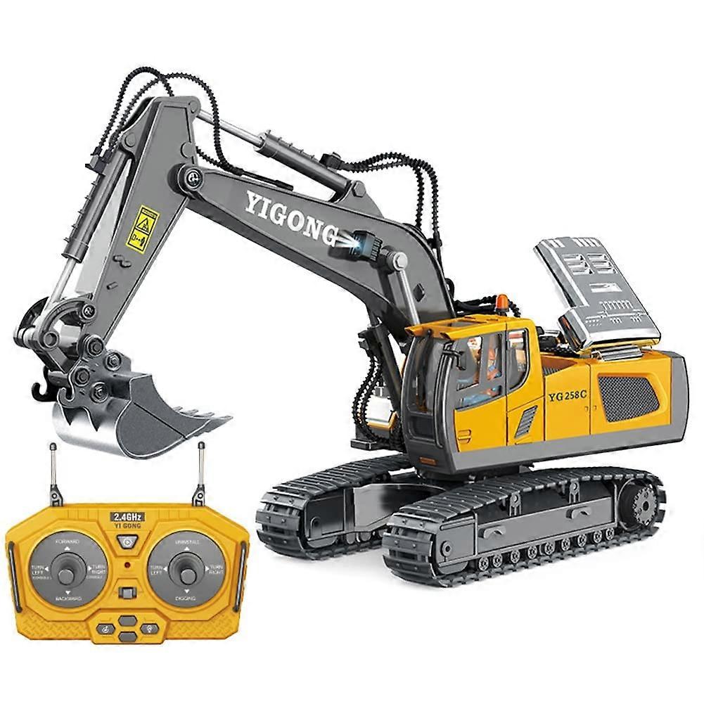 1:24 Scale Remote Controlled Excavator With 11 Channels 2.4GHz RC System Aluminum Alloy Frame Construction Vehicle Toy For Kids