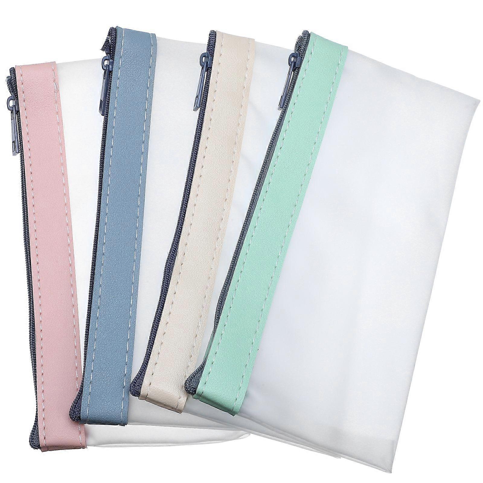 4pcs תיקי עט כיסויי קלמר שקופים למחצה שקיות עיפרון שקיות כסף תיקי בנק שקיות נייר מכתבים מארגן נייר מכתבים