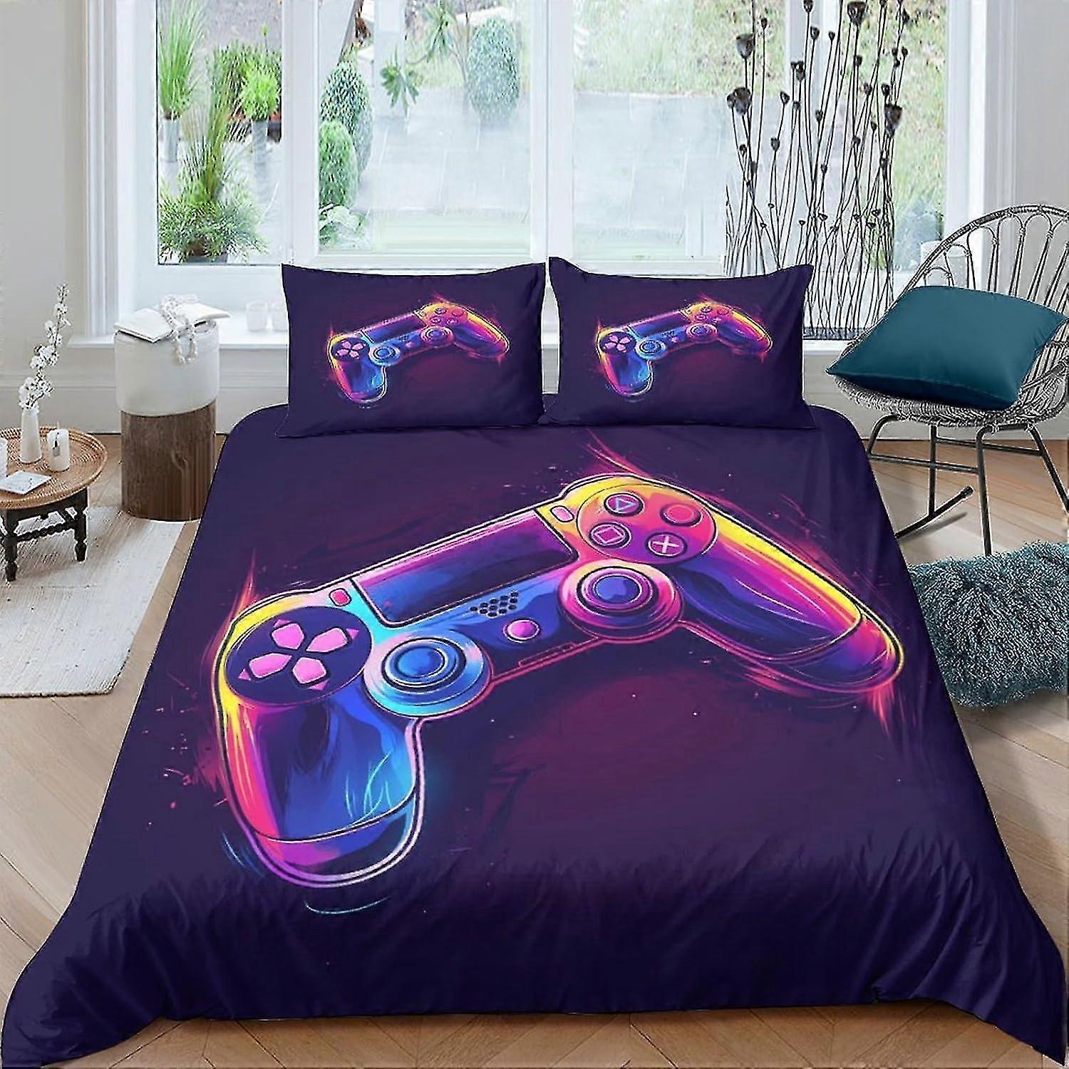 Game Controller Duvet Cover Set for Kids 3D Printed Soft Microfiber Bedding with Pillow Case