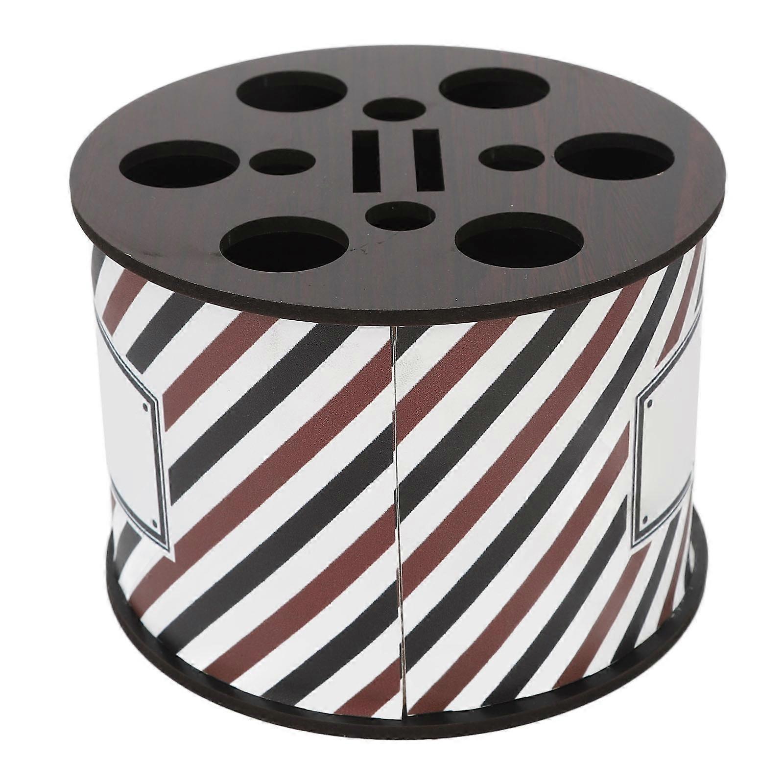 Vintage Large Capacity Round Scissors Storage Holder Wood Box for Barber