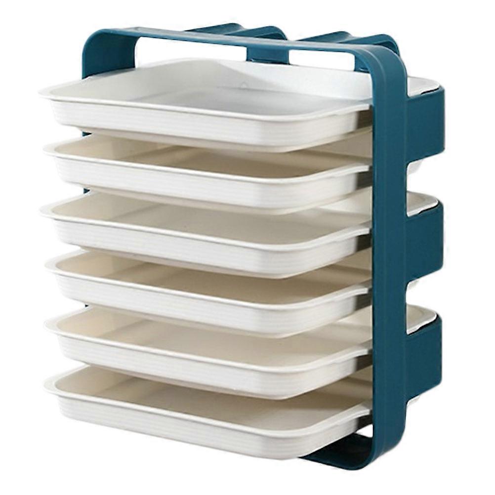 Kitchen Storage Rack Blue Rectangular Stackable For Family Dinners 1Set