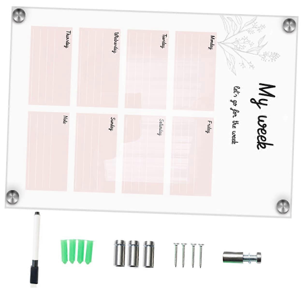 1Set Transparent Memo Board for Wall Mounting, Note Board with Push Pins and Whiteboard Marker for Office and Study