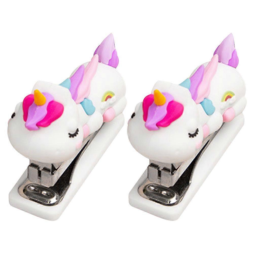 Lovely Stapler Simple Design Students Small Stapler Home Office Use Silicone Material Binding 2Pcs