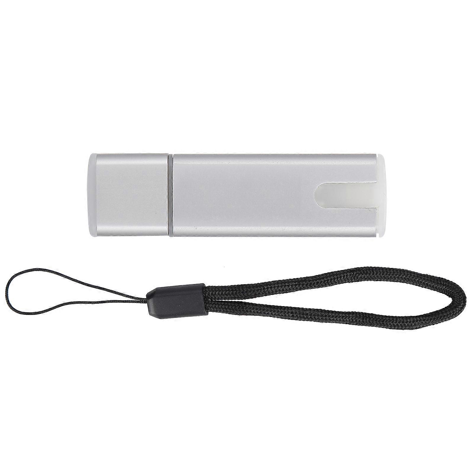 Memory Stick Portable Silver U Disk Large Storage Drive with LED Light AntiLost Lanyard for Computer Laptop