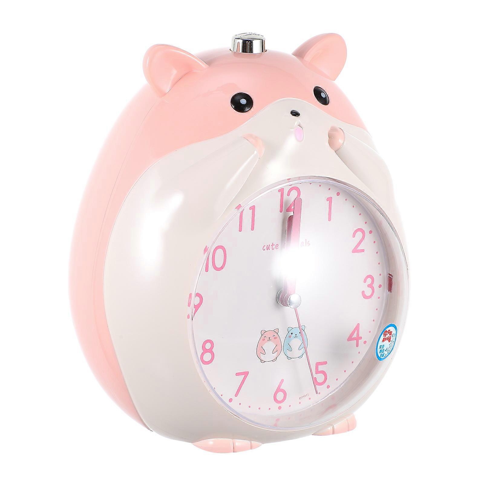 Desktop Clock Silent Operation Hamster-Shaped Alarm Clock for Boys Office ABS 1Set
