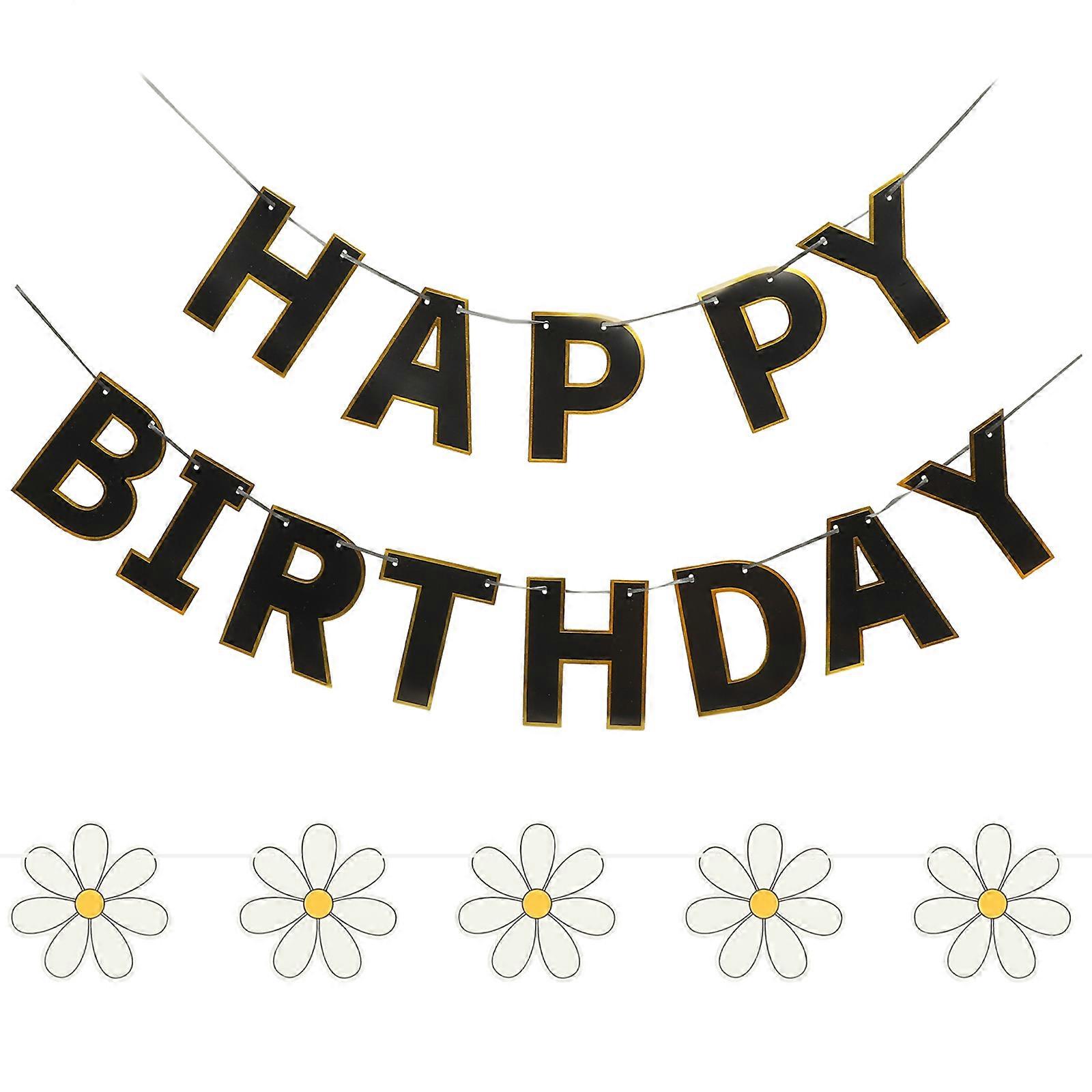 Party Banner Decorations Birthday Party Bunting Daisy Garland Assorted Color Square Shape 2 Sets