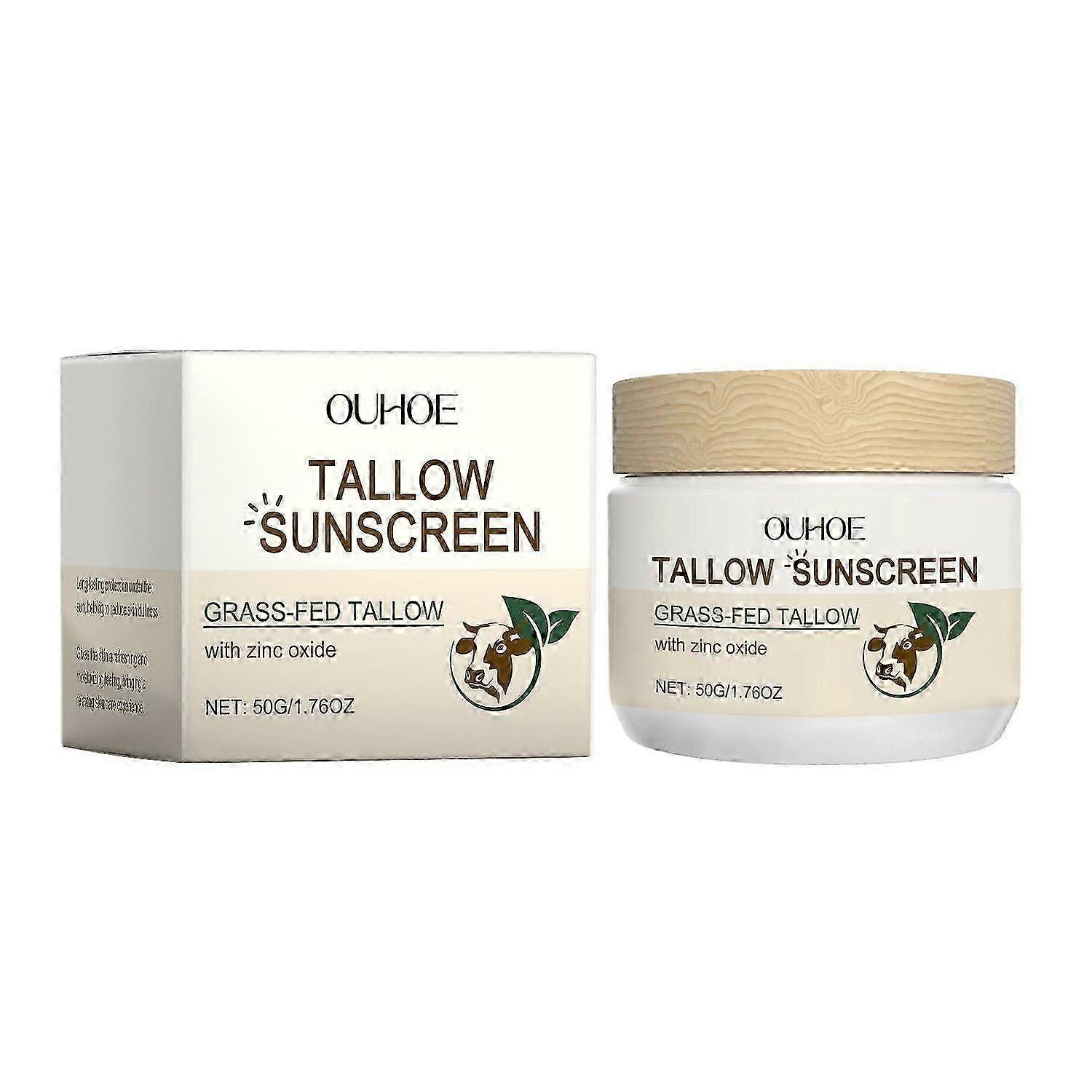 Beef Tallow Sunscreen with Zinc Oxide: Tallow & Zinc Oxide Instant Sun Protection - Non Greasy Formula with Beeswax, Red Raspberry, Carrot Oil - Suita
