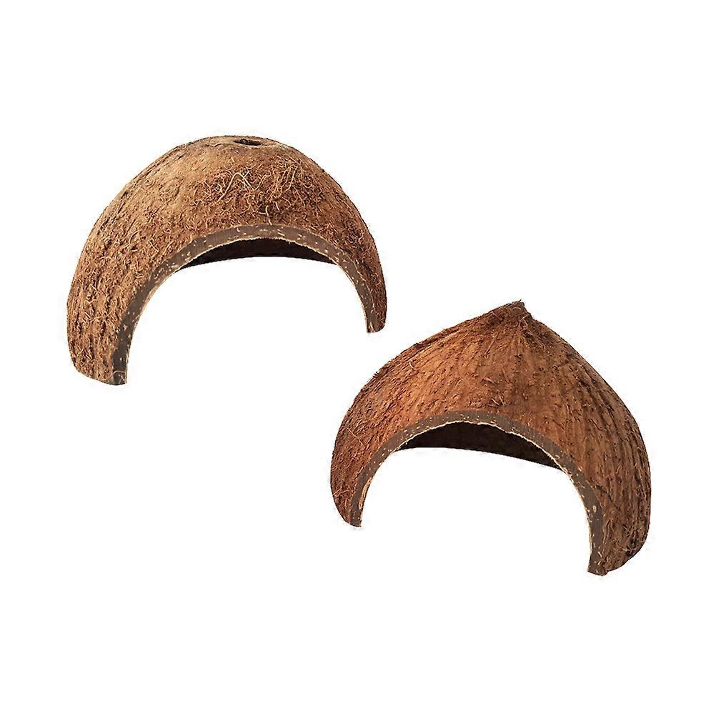 Coconut Shell Hut Reptile Hideout Indoor Pet Use Dome Shape Plastic Material Light Reduction 2Pcs