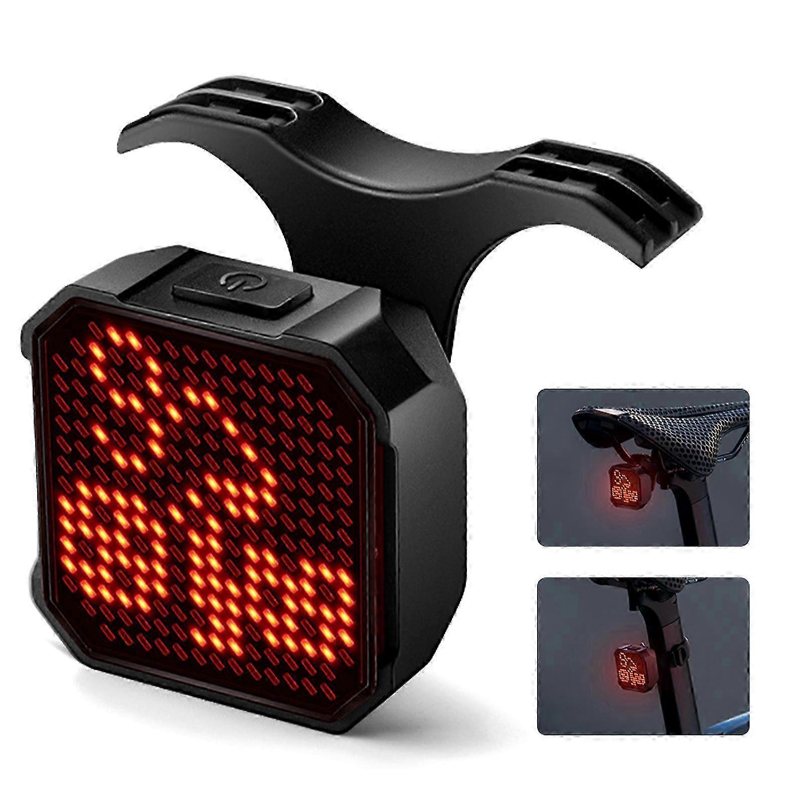 Rechargeable LED Smart Tail Light for Bicycles - Waterproof with DIY Pixel Brake Sensor & App Control for Enhanced Riding Safety