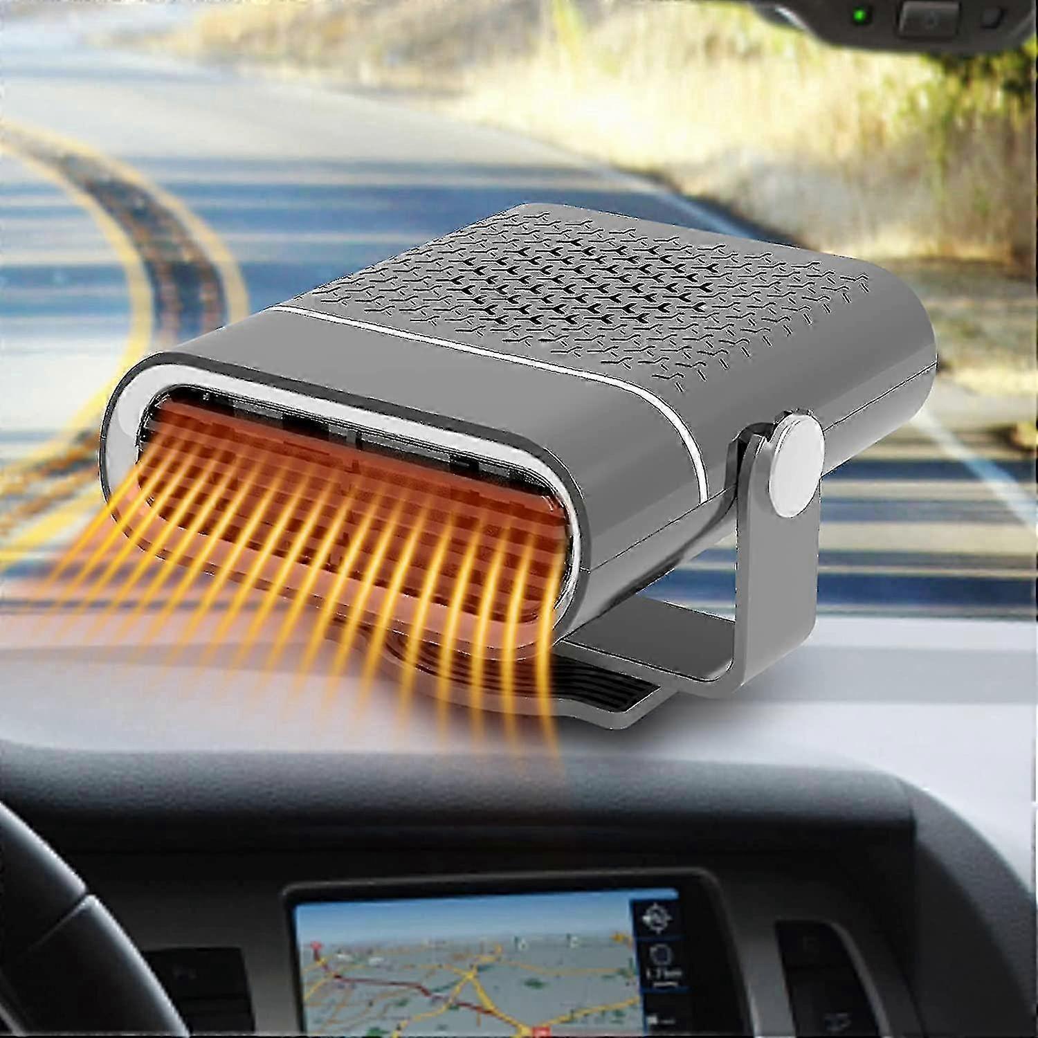 سخان ومزيل صقيع للسيارة بجهد 24 فولت ، تسخين / تبريد سريع ، دوران 360 درجة ، قابس ولاعة سجائر ، أسود