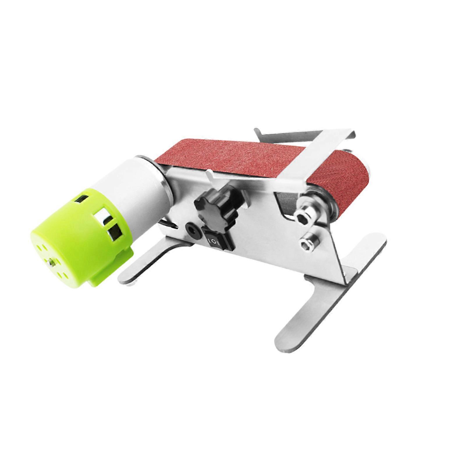 Horizontal Mini Belt Sander Electric Sanding Polishing Grinding Machine Grinding Sander Grinder Small Sand-belt Machine One-key Forward & Reverse Rot