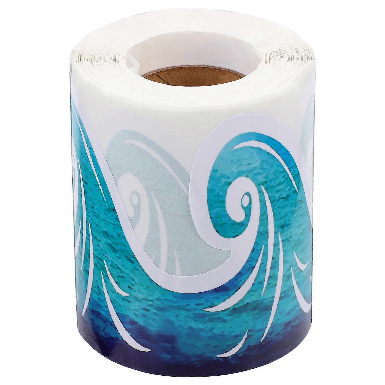 Bulletin Border Stickers Wave Shape Coated Paper Classroom Use Party Decoration Playroom Kindergarten Home 1 Roll