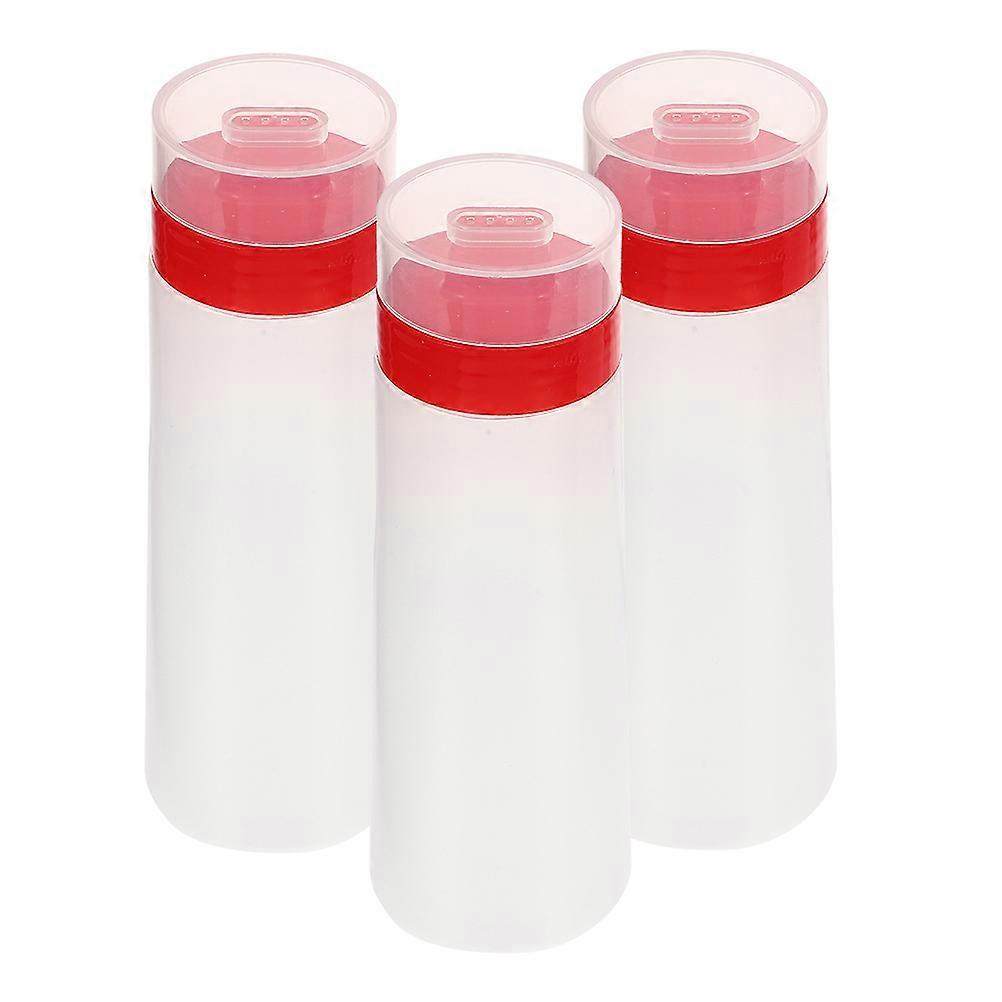 Hemoton 3pcs Ketchup Squeeze Bottles with 4 Holes 300ml Condiment Bottles