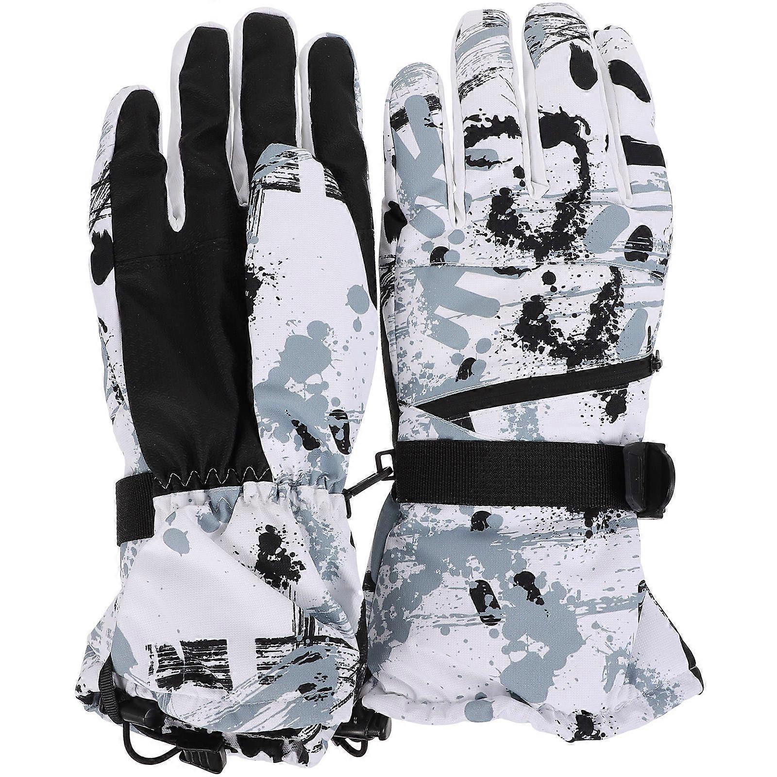 Waterproof Winter Gloves Men Skating Camping Fabric Adjustable Wrist Tightness 1Pair