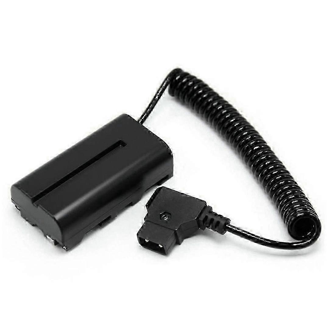 Coiled D-Tap to L-Series F550 Battery Dummy Cable for Small HD Shinobi Camera Monitor - Power Connection Accessory