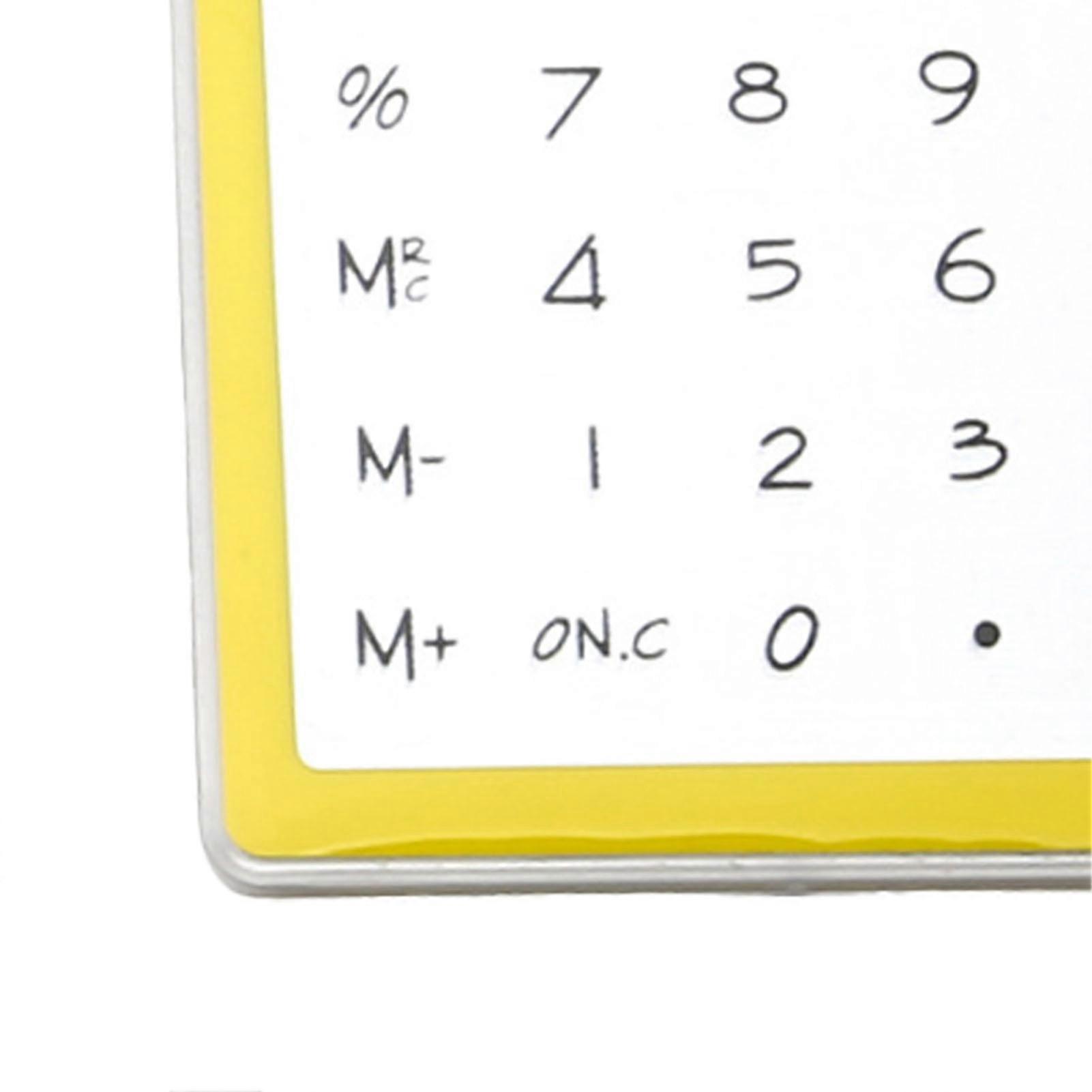 Solar Powered Calculator Touch Screen 8 Digit LCD Display Portable Transparent Calculator for Office School Home Yellow