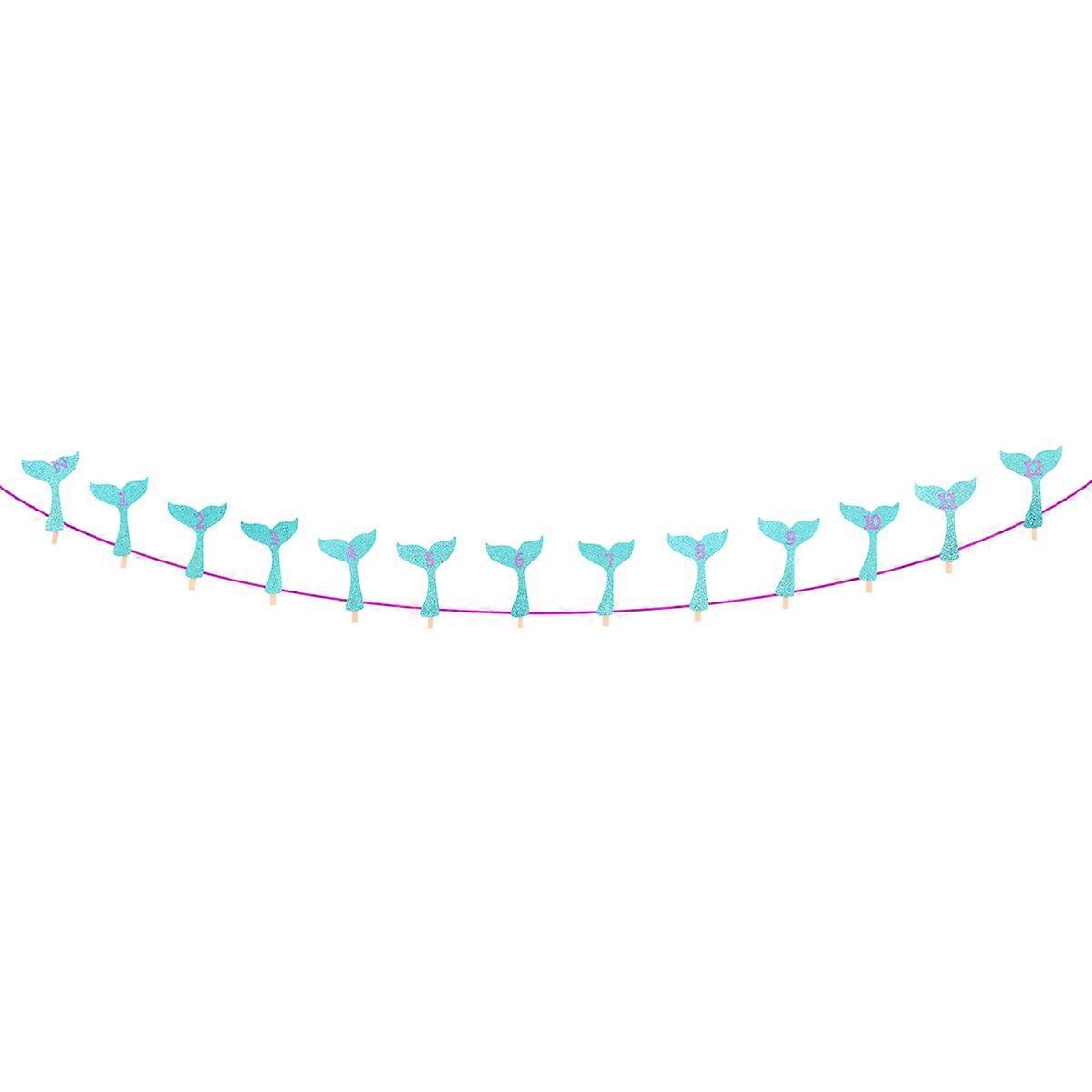 Mermaid Birthday Photo Banner for Decor Made of Paper Easy to Assemble 1 Set