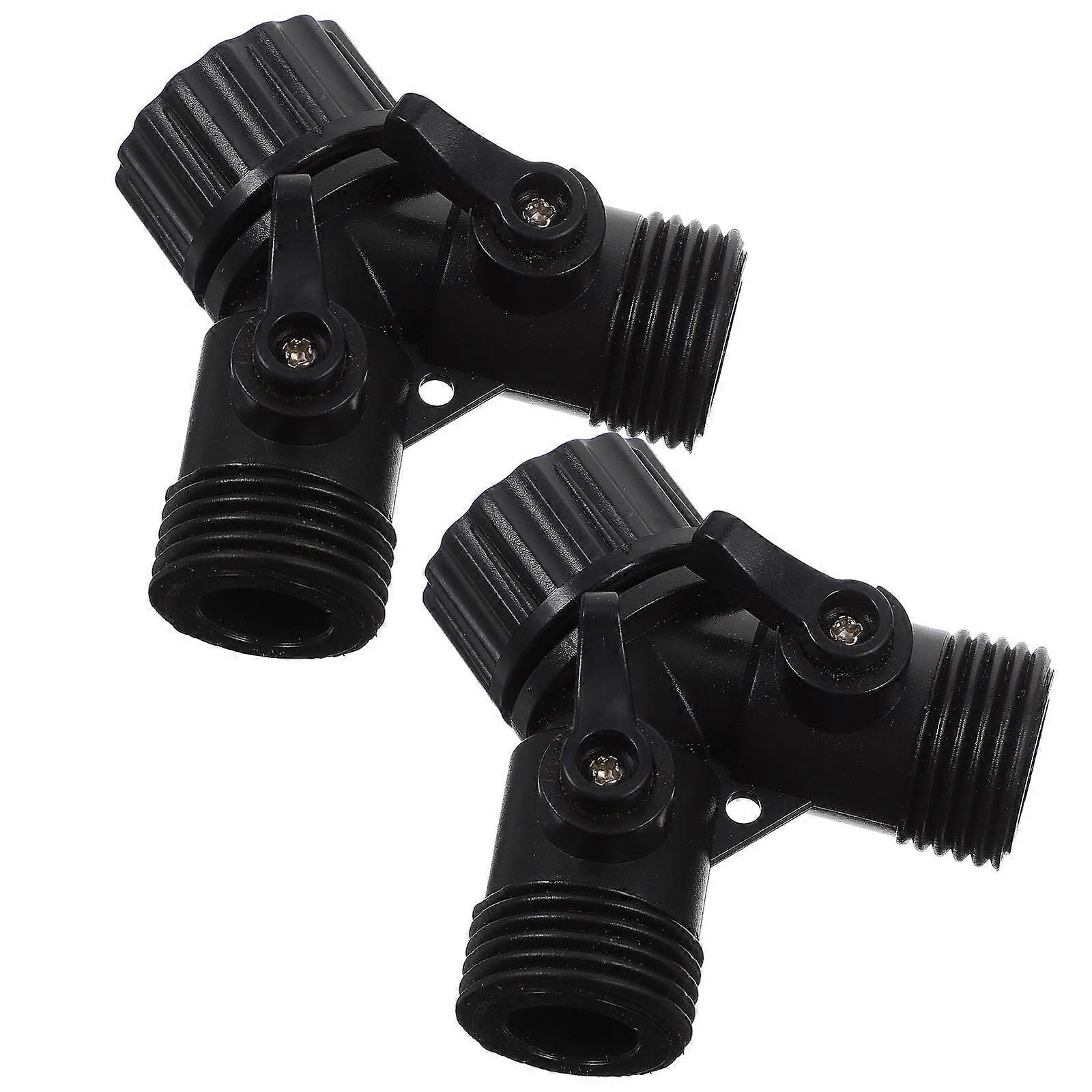 Adjustable Garden Hose Splitter 2Pcs Black for Home Use with ABS Material and Easy Pipe Repair