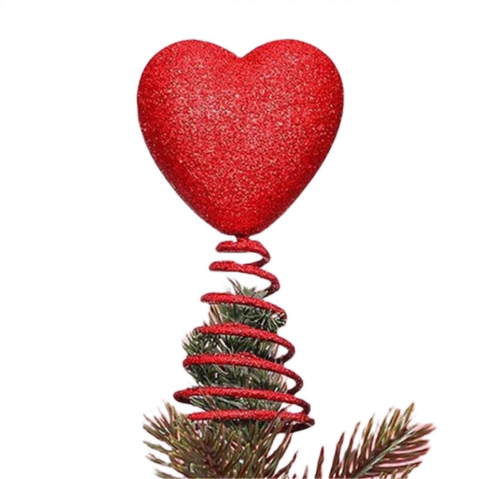 Heart Tree Topper Ornaments, Glittering Heart Topper, Feathered Heart Cutouts, Heart Shaped Craft Pieces for Table/Wall
