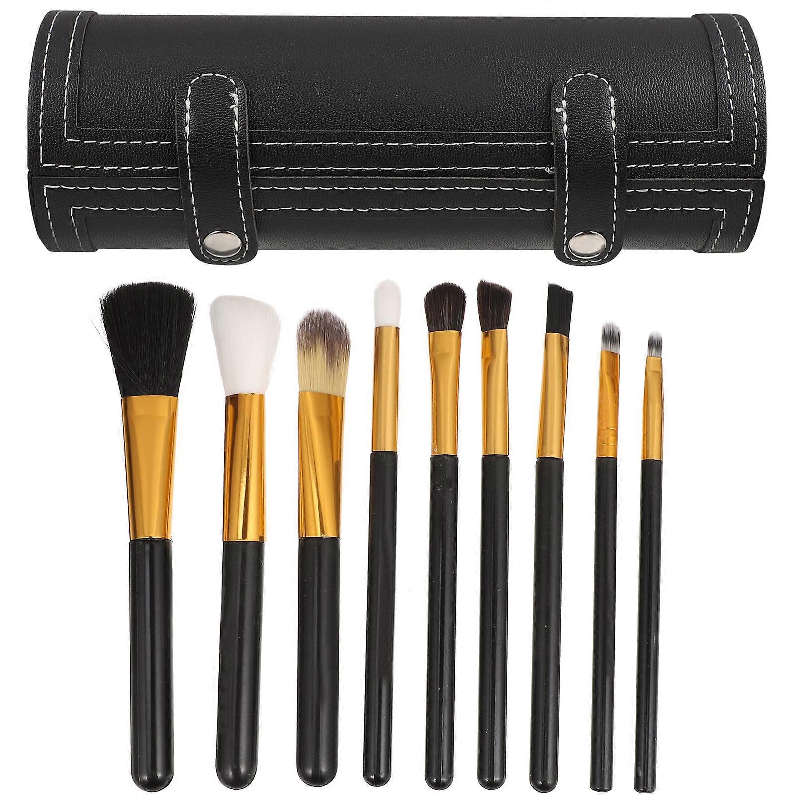 化粧ブラシポーチ化粧品バッグ収納保護ボタンクロージャーブラック18.50X6.50X6.00CM 1パック