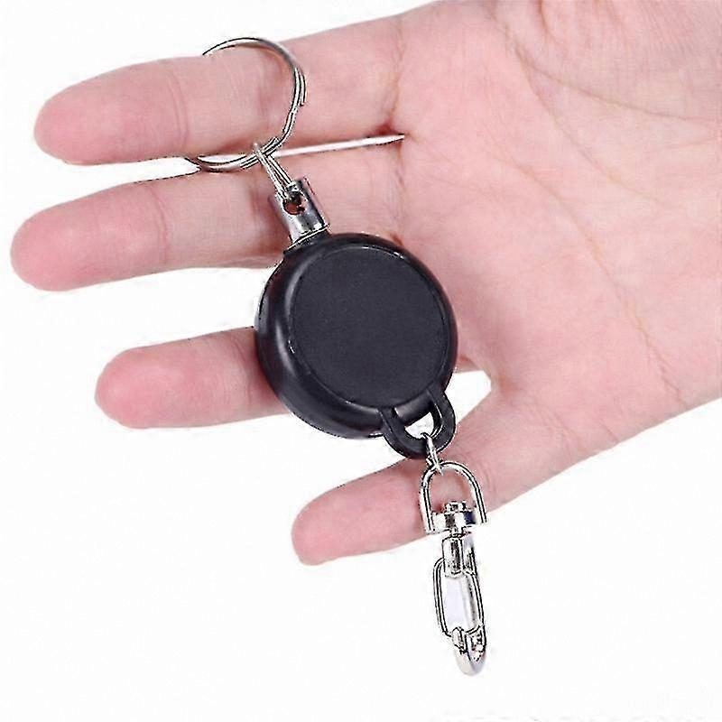ID Card Holder with Retractable Steel Cord and Belt Ring for Badge Pass Access