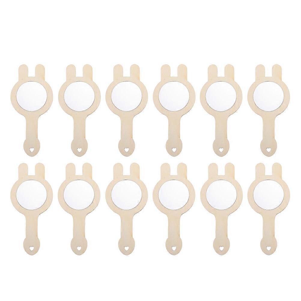 12pcs Mini Wooden Hand Mirrors for DIY Craft, Unfinished Adorable Decorative Mirrors for Painting, Clay Decoration, Fine Motor Skills and Creativity
