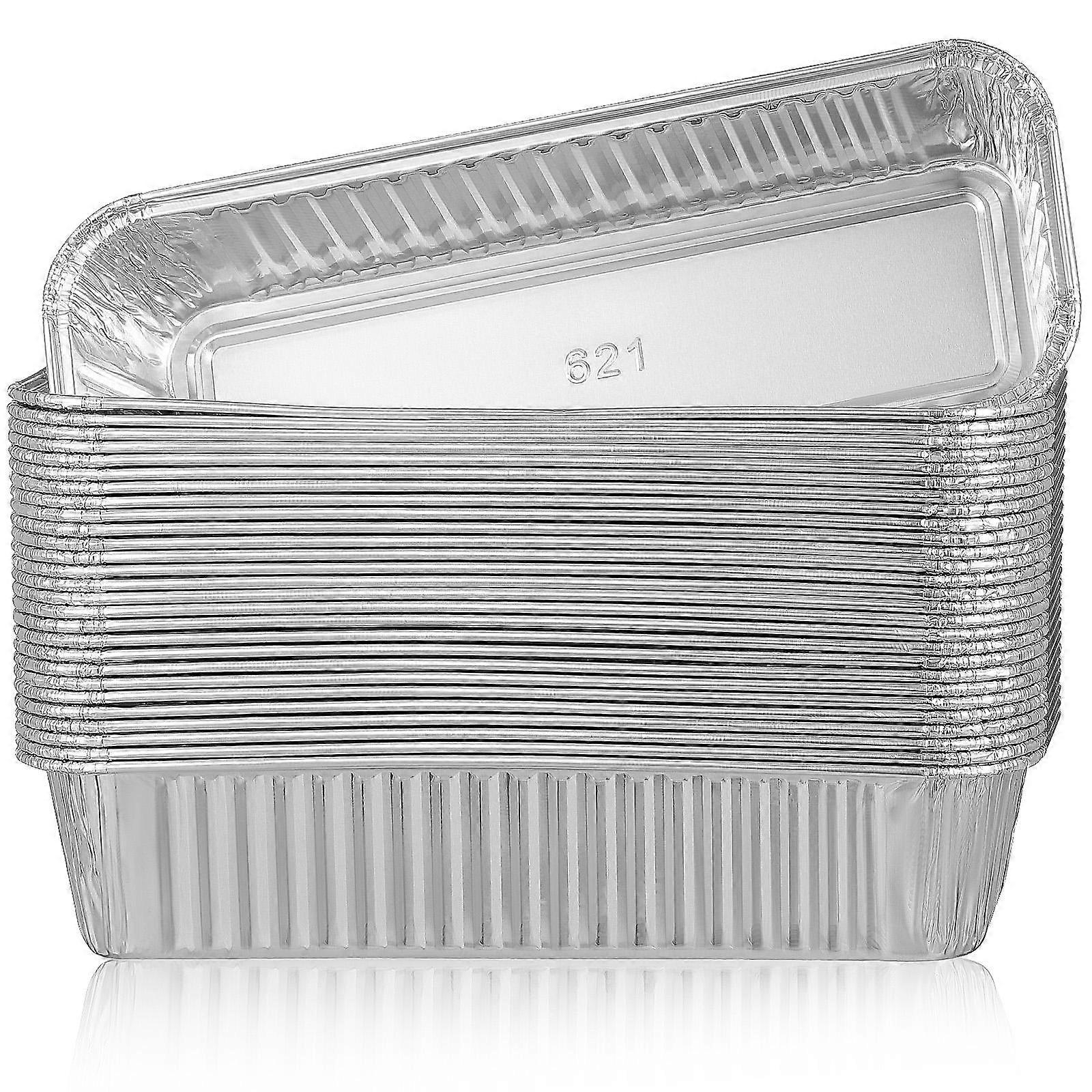 Aluminum Foil Pans Rectangle Baking for Oven Use Silver Color Large Capacity Deep Design