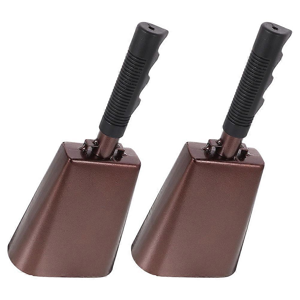 Hand Percussion Cowbells for Sporting Events Metal Cow Bells Classic Design American Style Brown 25.30X11.00X6.00Cm 2Pcs