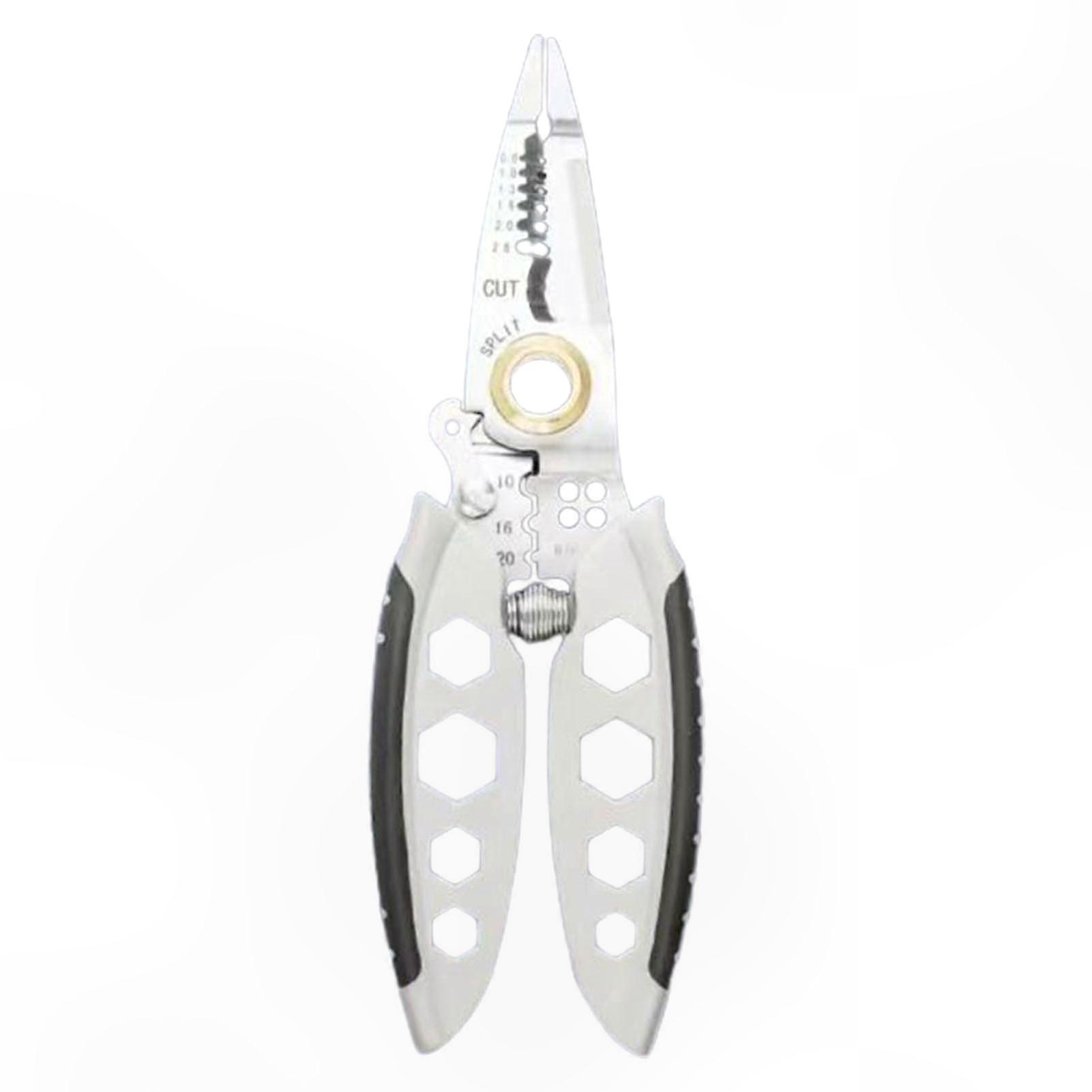 Professional Multi-Function Tool for Stripping, Cutting, Crimping, and Splitting with Wrench Feature