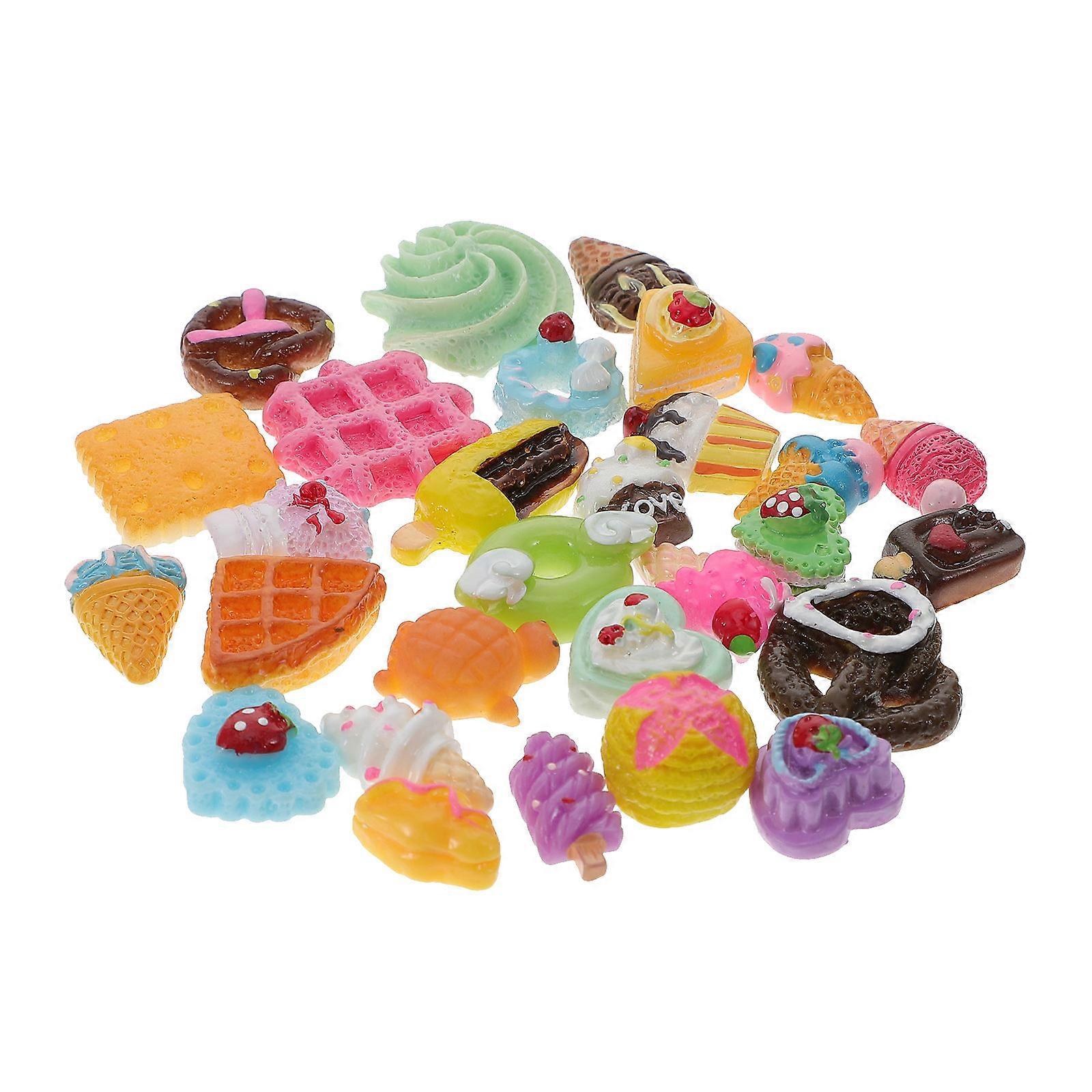 30Pcs Resin Donut Ice Cream Flatback Charm Accessories for DIY Crafts Jewelry Making