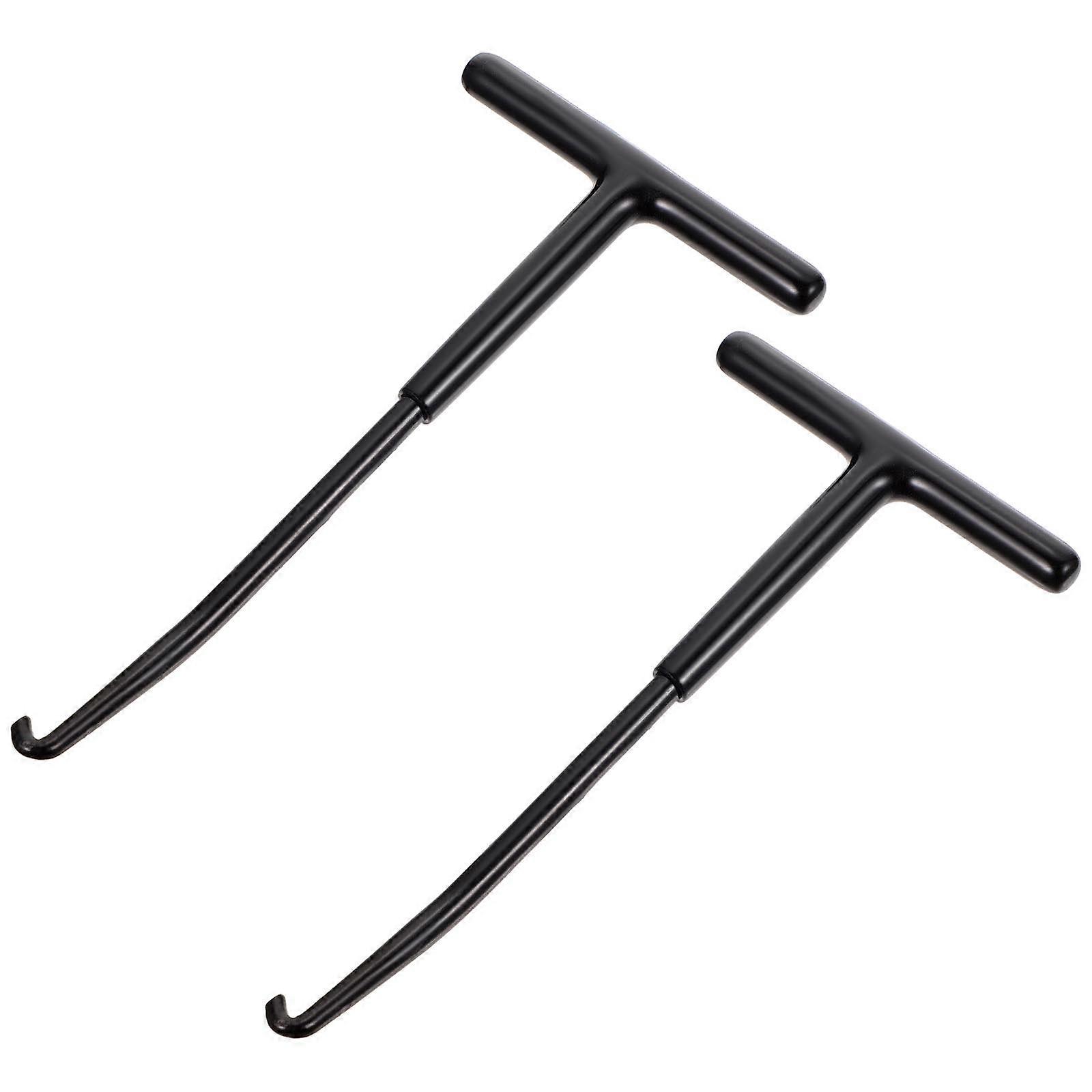 Motorcycle Spring Hook Heavy Duty Universal Tool Shaped Screwdriver Installer Puller Black Rubber 2pcs